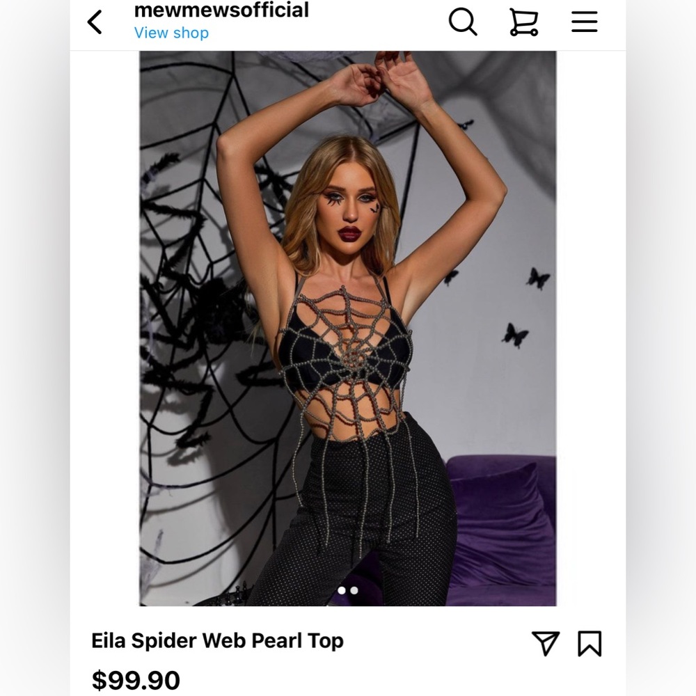 Eila Spider Web Pearl Top o/s